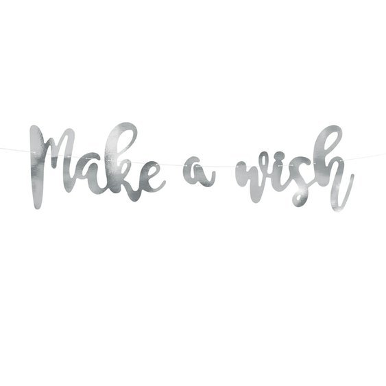 Banner "Jednorožec - Make A Wish" STŘÍBRNÝ, 15 x 60 cm - Obr. 1