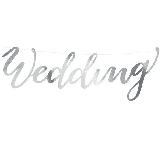 Banner “Wedding” STŘÍBRNÝ, 16,5 x 45 cm - Obr. 1