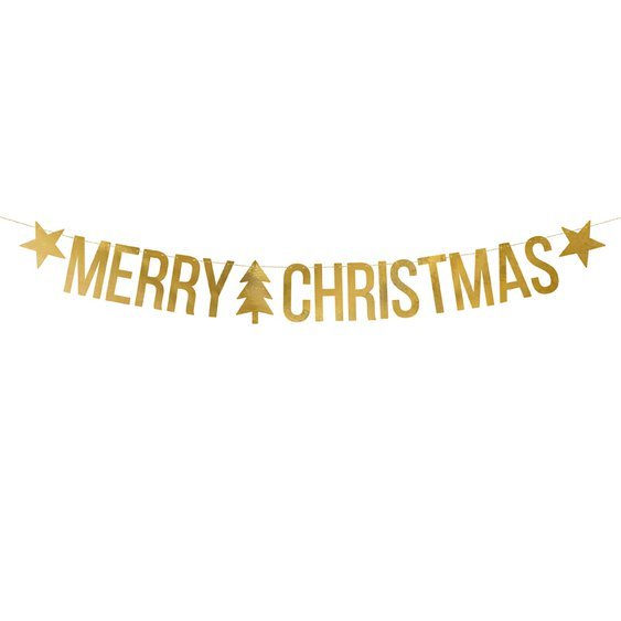 Banner "Merry Christmas" ZLATÝ, 1,5 m - Obr. 1