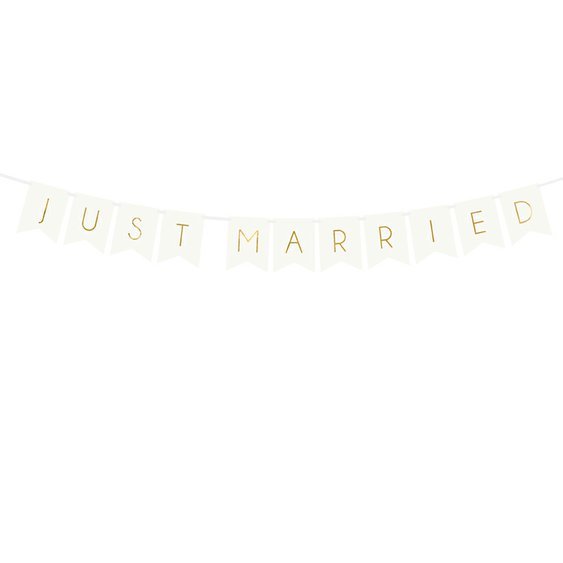 Banner “Just Married” BÍLO-ZLATÝ, 15x155 cm - Obr.1