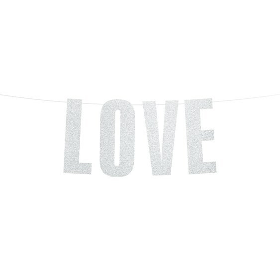 Banner "Love" STŘÍBRNÝ, 21x55cm - Obr. 1