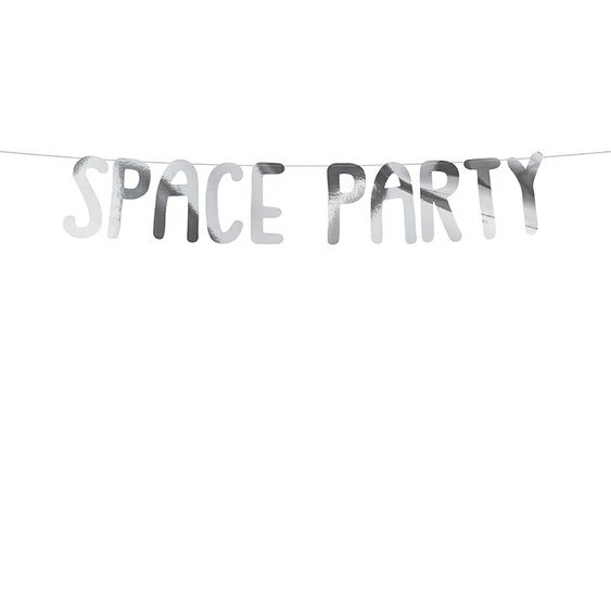 Banner “Vesmír - Space Party” STŘÍBRNÝ, 13x96 cm - Obr. 1
