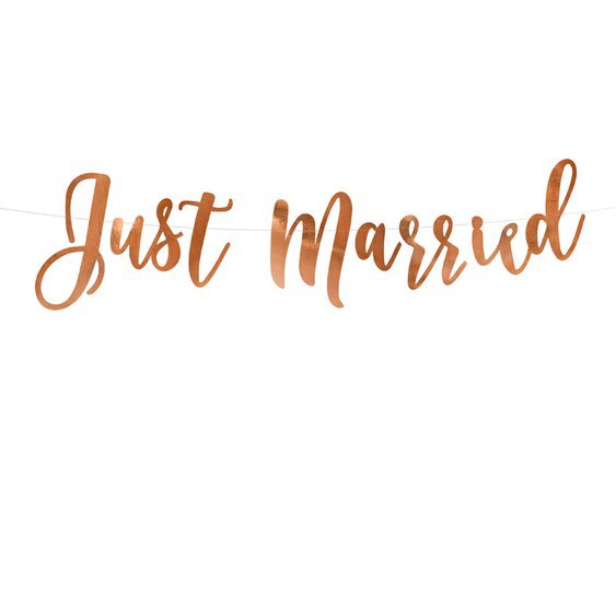 Banner "Just Married" RŮŽOVO-ZLATÝ, 20x77cm - Obr. 1