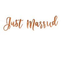 Banner "Just Married" RŮŽOVO-ZLATÝ, 20x77cm