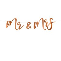 Banner "Mr & Mrs" RŮŽOVO ZLATÝ, 16,5x68cm