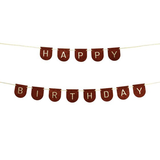 Narozeninový banner “Happy Birthday” HNĚDÝ, 12cm x 3m - Obr.1