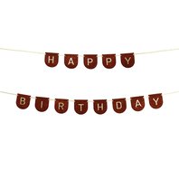 Narozeninový banner “Happy Birthday” HNĚDÝ, 12cm x 3m