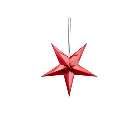 Závěsná dekorační hvězda ČERVENÁ, 30 cm - Obr. 1