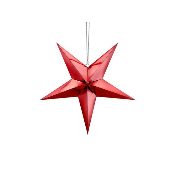 Závěsná dekorační hvězda ČERVENÁ, 45 cm - Obr. 1