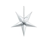Závěsná dekorační hvězda STŘÍBRNÁ, 45 cm