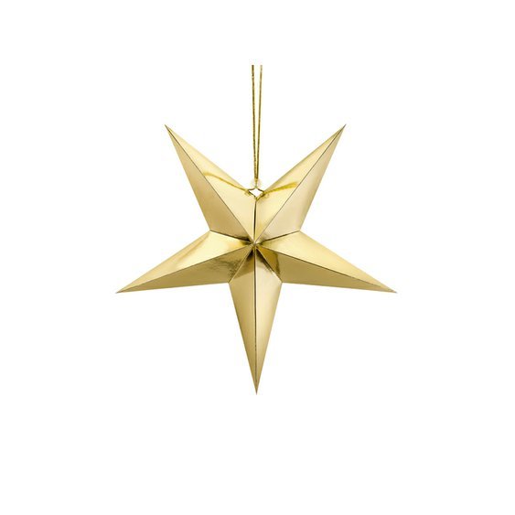 Závěsná dekorační hvězda ZLATÁ, 45 cm - Obr. 1