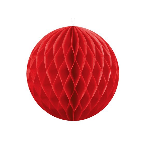 Papírová dekorační koule "Honeycomb" ČERVENÁ, průměr 10 cm - obr. 1