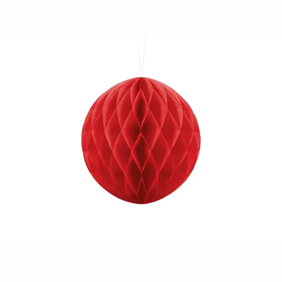 Papírová dekorační koule "Honeycomb" ČERVENÁ, průměr 20 cm - Obr.1