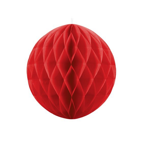 Papírová dekorační koule "Honeycomb" ČERVENÁ, průměr 20 cm - obr. 1