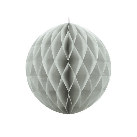 Papírová dekorační koule "Honeycomb" VELMI SVĚTLE ŠEDÁ, průměr 20 cm - Obr. 1