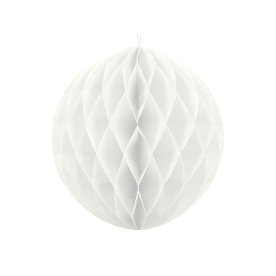 Papírová dekorační koule "Honeycomb" BÍLÁ, průměr 30 cm - obr. 1