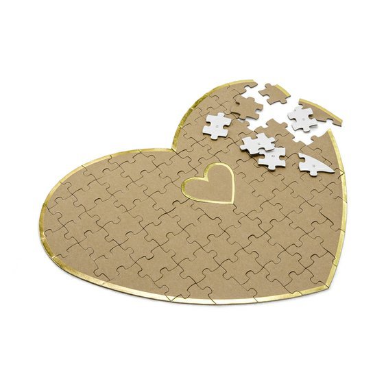 Svatební puzzle "Srdce", 45x35cm - Obr. 1