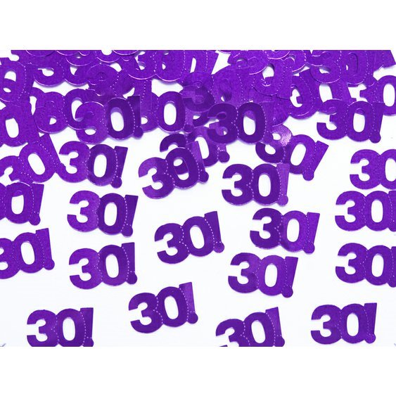 Metalické narozeninové konfety "30" FIALOVÉ, 15 g - Obr. 1