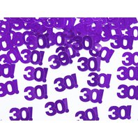 Metalické narozeninové konfety "30" FIALOVÉ, 15 g