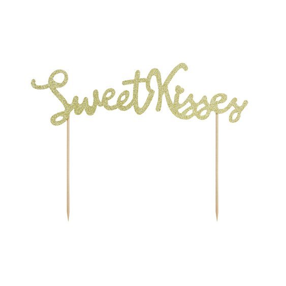 Dekorace na dort "Sweet Kisses" ZLATÁ - Obr. 1