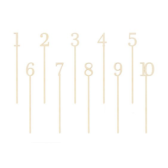 Dřevěné zápichy “Čísla 1-10”, 25 cm, 10 ks - Obr.1