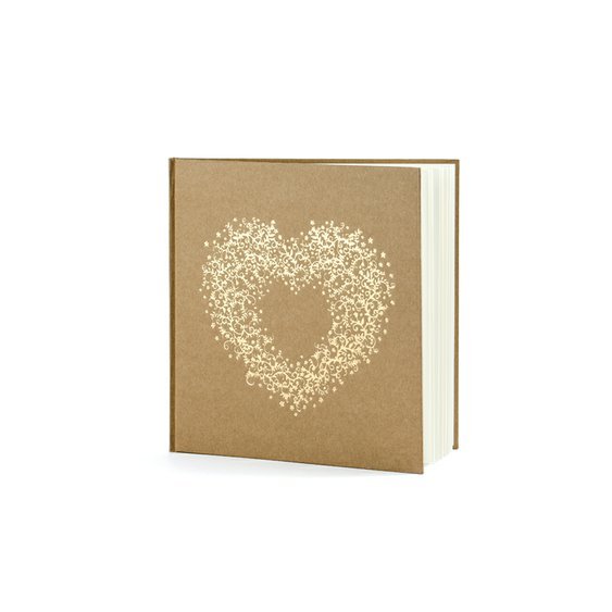 Svatební kniha se zlatým srdcem HNĚDÁ, 22 listů - Obr. 1