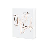 Svatební kniha hostů BÍLÁ s růžovo-zlatým nápisem, 22 listů