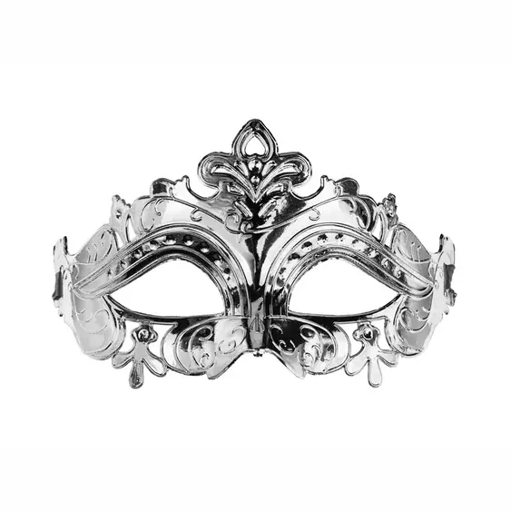 Karnevalová škraboška STŘÍBRNÁ, 17x9 cm - Obr.1