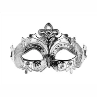 Karnevalová škraboška STŘÍBRNÁ, 17x9 cm - Obr.1