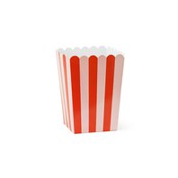 Krabičky na popcorn s proužky RŮŽOVO-ČERVENÉ, 6 ks