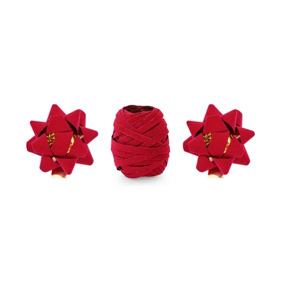 Velurová sada na balení dárků ČERVENÁ, 3ks - Obr. 1