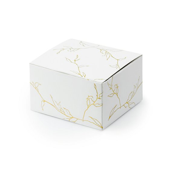 Krabička “Zlatá větvička” BÍLÁ, 6x3,5x5,5 cm, 10 ks - Obr.1