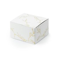 Krabička “Zlatá větvička” BÍLÁ, 6x3,5x5,5 cm, 10 ks