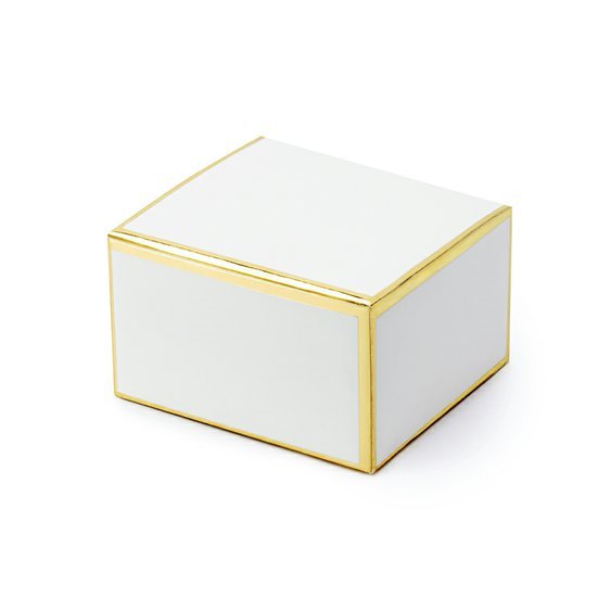 Krabička se zlatým lemováním BÍLÁ, 10 ks - Obr.1