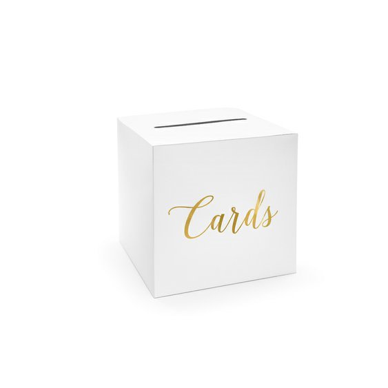 Svatební box na gratulace “Cards” ZLATÝ, 24x24x24 cm - Obr. 1