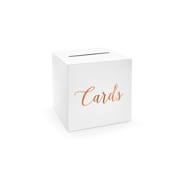 Svatební box na gratulace “Cards” RŮŽOVO-ZLATÝ, 24x24x24 cm - Obr. 1