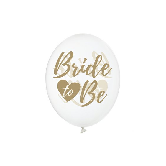 Balónky “Bride To Be” PRŮHLEDNÝ se zlatým nápisem, 30 cm, 6 ks - Obr.1
