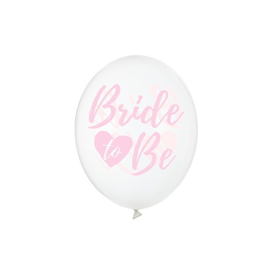 Balónky “Bride To Be” PRŮHLEDNÝ s růžovo-zlatým nápisem, 30 cm, 6 ks - Obr.1