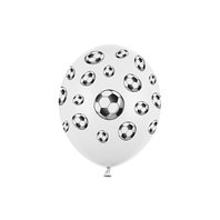Balónek s fotbalovými míči  BÍLÝ, 30 cm