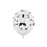 Balónek s fotbalistou BÍLÝ, 30 cm, 6 ks