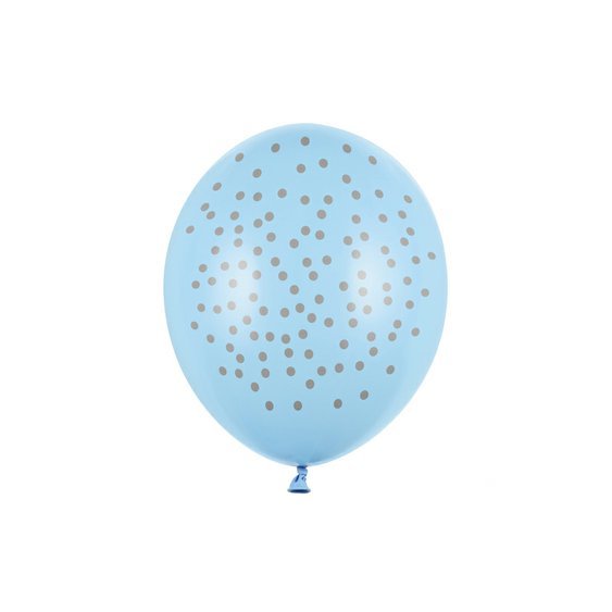 Balónek pastelový se stříbrnými puntíky MODRÝ, 30 cm - Obr.1