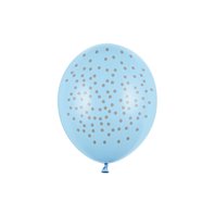 Balónek pastelový se stříbrnými puntíky MODRÝ, 30 cm