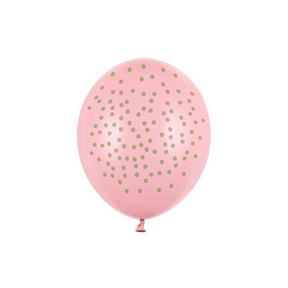 Balónek pastelový se zlatými puntíky RŮŽOVÝ, 30 cm - Obr.1