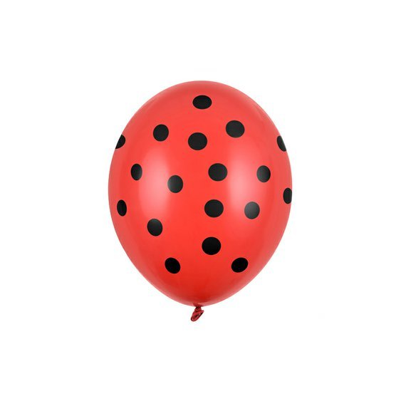 Balónek s černými puntíky ČERVENÝ, 30 cm - Obr.1