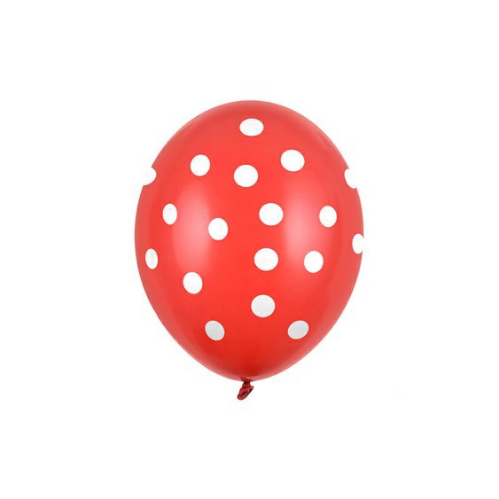 Balónek s bílými puntíky ČERVENÝ, 30 cm - Obr.1