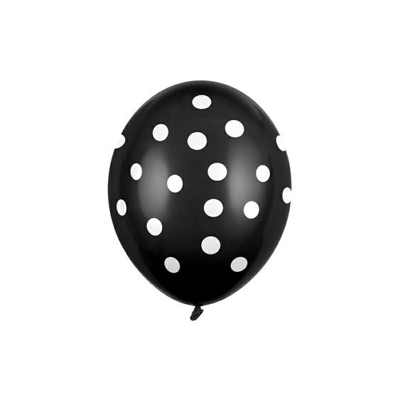 Balónek s bílými puntíky ČERNÝ, 30 cm - Obr.1