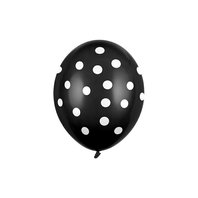 Balónek s bílými puntíky ČERNÝ, 30 cm