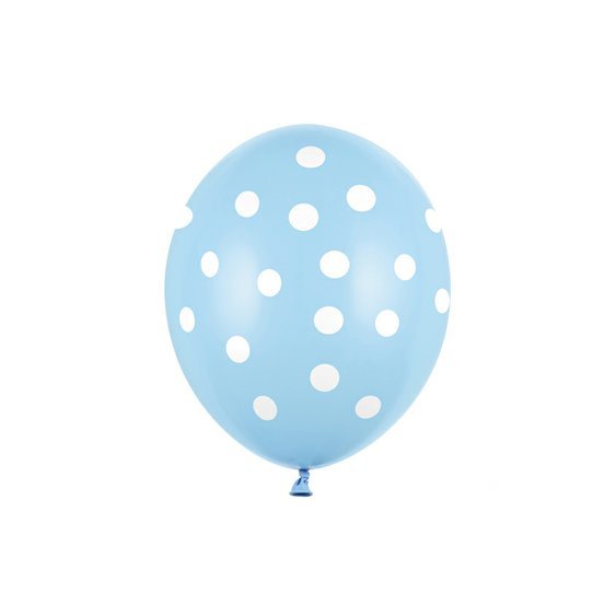Balónek s bílými puntíky SVĚTLE MODRÝ, 30 cm - Obr.1