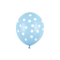 Balónek s bílými puntíky SVĚTLE MODRÝ, 30 cm