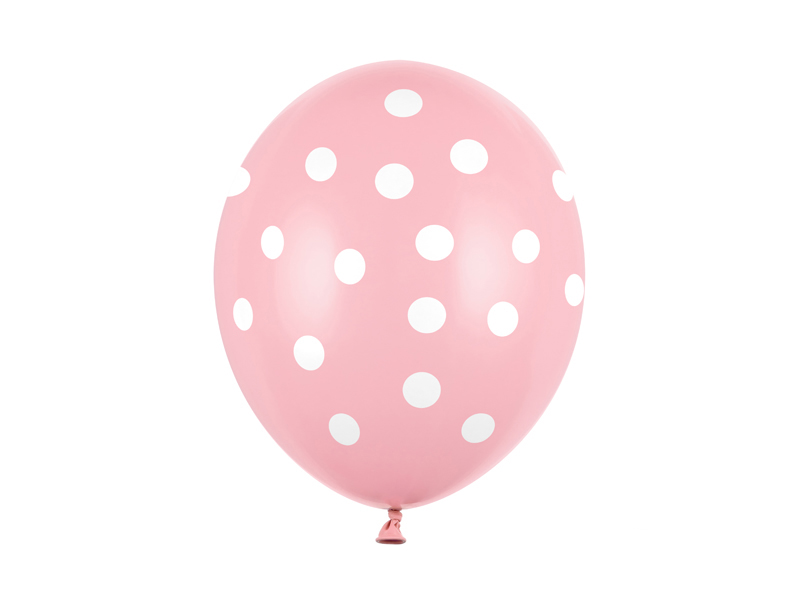 Balónek s bílými puntíky SVĚTLE RŮŽOVÝ, 30 cm